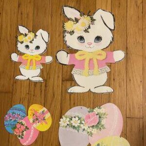 Vintage Die Cut Easter Bunny/Easter Egg Paper Decoration